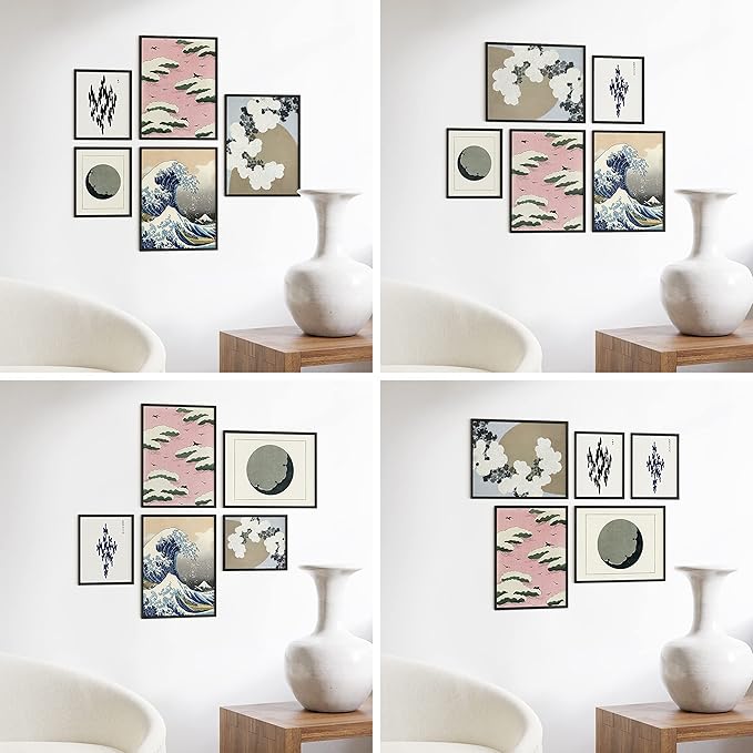 HAUS AND HUES Picture Frames for Wall - Set of 5 black photo frames, Photo Frame Collage, Bulk Picture Frames, Assorted Picture Frames, Picture Frames Bulk (Two 8x10, Three 12x16 Black)