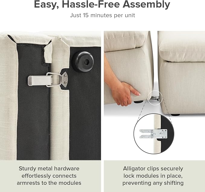 mopio Oversized Modular Sectional Sofa with Fully Removable Covers and Storage, Convertible U, L-Shaped and Sleeper Sectional, Modern Couches with Ottoman Chaise (Oat Fabric, 4 Seats, L)