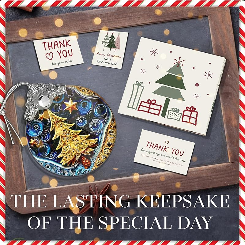 2025 Christmas Ornament, Stained Glass Effections, Christmas Tree 4 Inch Acrylic Ornament Art, White Elephant Gifts Car Interiors Decors, Christmas Decor (QuillingTree)