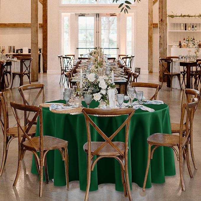 Fitable 6 Pack Hunter Green Round Tablecloths - 120 Inches Round - Wrinkle and Stain Resistant Fabric Table Clothes, Washable Polyester Table Covers for Wedding Christmas Party Banquet Formal Events