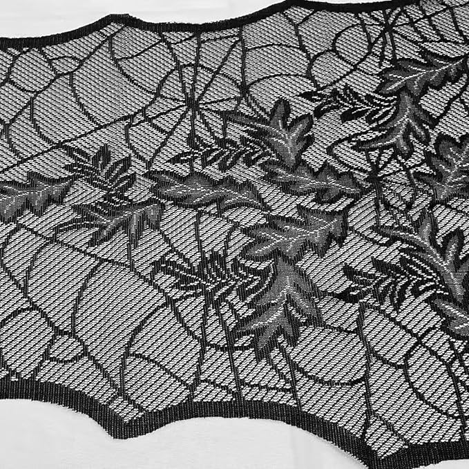 Fall Decorations Table Runner - Black Lace Maple Leaves Table Runners for Autumn Table Decor, 20*75 Inch Halloweens Lace Table Runner for Halloweens Party Home Kitchen Dinner Decoration Indoor