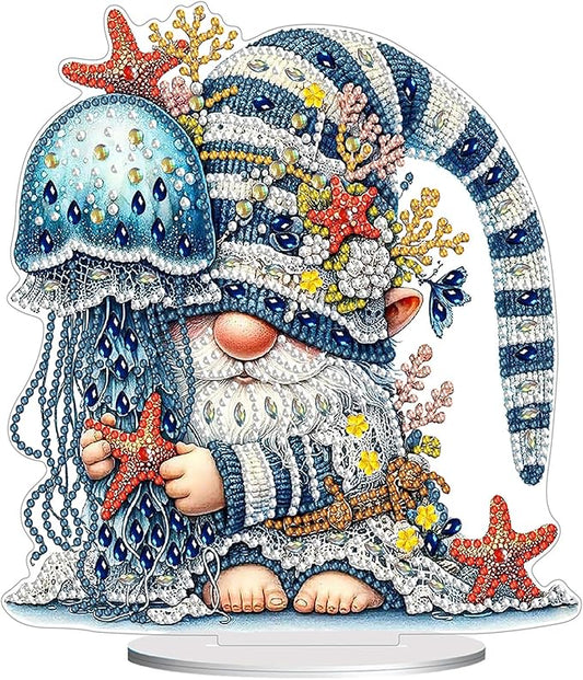 Diamond Painting Kits for Adults Beginners, 5D Full Drill Dwarf Ocean Crystal Art Desktop Ornament, DIY Single Sided Home Office Desk Decor, Creative Craft Gift Set with Tools