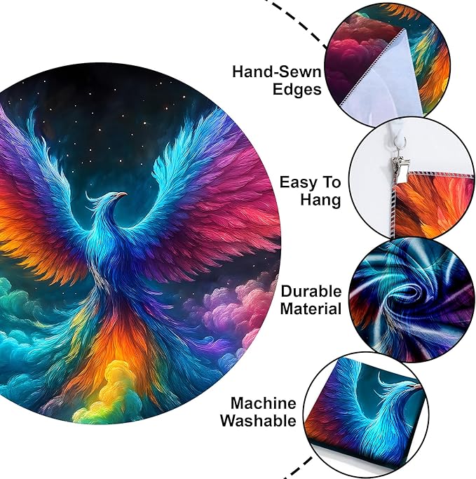 Blacklight Tapestry,WingTapestry Glow In The Dark,UV Reactive Black Light Upright Posters Wall Hanging for Bedroom Dorm Living Room Backdrop Decor (wing17, 59L" x 51W")