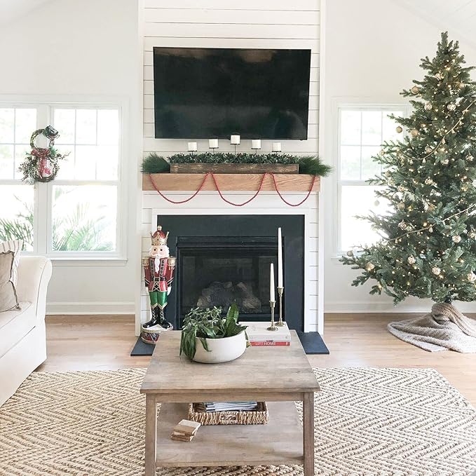 Fraser Hill Farm 7.5-Ft. Foxtail Pine Artificial Christmas Tree with White Incandescent Smart Lights and Stand, Prelit Foldable Fake Tree with Realistic Foliage for Home Decoration