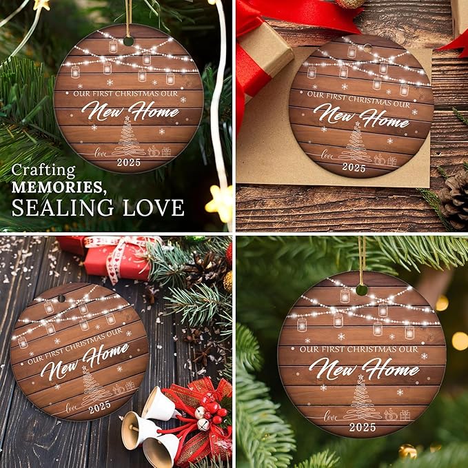 Baby's First Christmas Ornament 2025 Keepsake for Newborn Boy or Girl, Personalized Xmas Tree Hanging Decor, New Home Housewarming for Baby’s First Christmas 3 Inch Ceramic