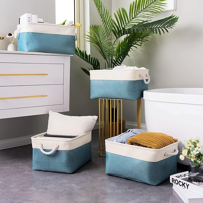 Storage Cubes - 4 Pack Large Fabric Baskets for Organizing, Collapsible Storage Bins for Closet Cloth Decorative Gift supplies Organizer Shelf 15.7 (L) x 11.8 (W) x 8.2 (H) inches