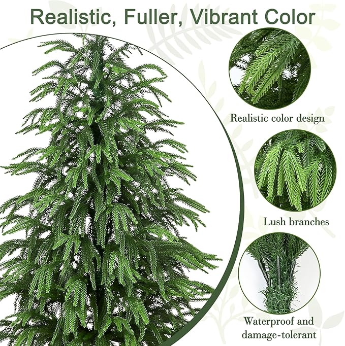 Artificial Norfolk Pine Tree, 4 ft Realistic Christmas Tree, Fake Potted Plants for Front Porch Outdoor Indoor Garden Christmas Decor