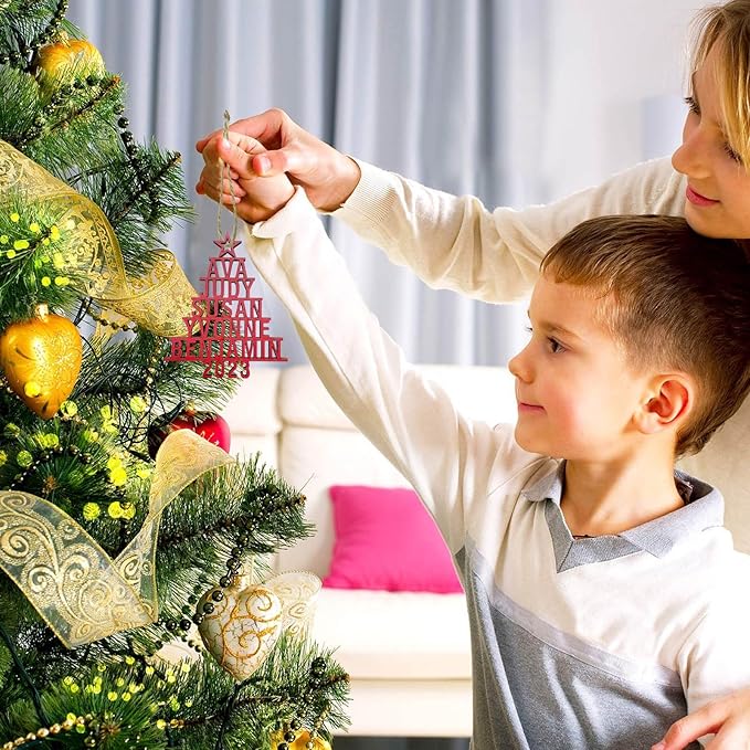 2025 Personalized Christmas Ornaments Family of 2/3/4/5/6/7/8,Custom Christmas Tree Ornaments Deorations with Names,Customized Xmas Ornament Tree Deorations,Personalized Wooden Ornament Gifts