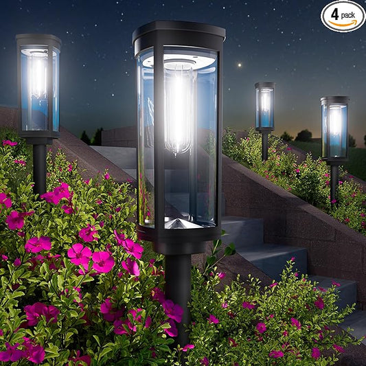 Bright Solar Pathway Lights, 4 Pack Solar Lights Outdoor Waterproof IP65, Long Lasting Outdoor Light for Yard Garden Walkway Landscape Lawn Patio