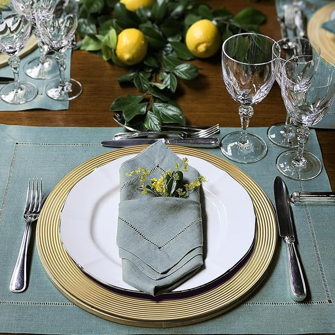 13" Round Charger Plates, 6 pack Ring Pattern Plastic Chargers for Dinner Plate, Vintage Charger Plates Bulk Wedding, Metallic Foil Gold