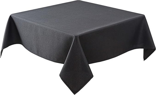 Biscaynebay Textured Fabric Square Tablecloths 54x54 Inch, Black Water Resistant Spill Proof Table Cloth Small Card Folding Table Covers for Dining, Kitchen, Wedding and Parties, Machine Washable