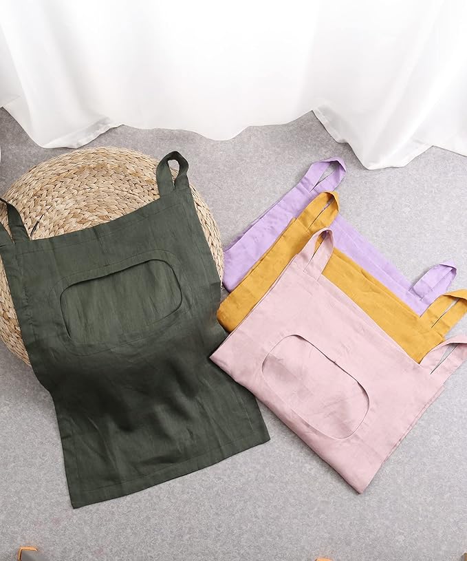 Amazhiyu 100% Linen Door Hanging Laundry Hamper Bag, 19x27 Inches Dusty Green