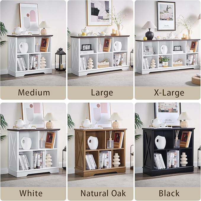 Farmhouse 5 Cube Bookshelf, Black Storage Organizer Bookcase, Kids Toy Storage Cabinet, Small Bookshelves Storage Organizer Shelf, Wood Display Cabinet Book Shelves for Bedroom,Living Room,Office