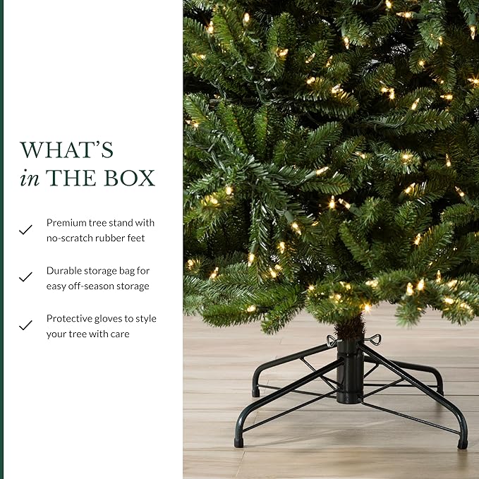 Balsam Hill 5.5 ft Unlit Classic Blue Spruce - Artificial Christmas Tree with Premium Stand & Storage Bag for Indoor Holiday Decorating