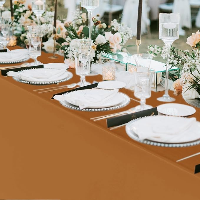Fitable 6 Pack Bronze Rectangle Table Clothes - 90 x 156 Inch - Wrinkle and Stain Resistant Fabric Fall Tablecloths, Washable Polyester Table Covers for Wedding Thanksgiving Party Banquet Events