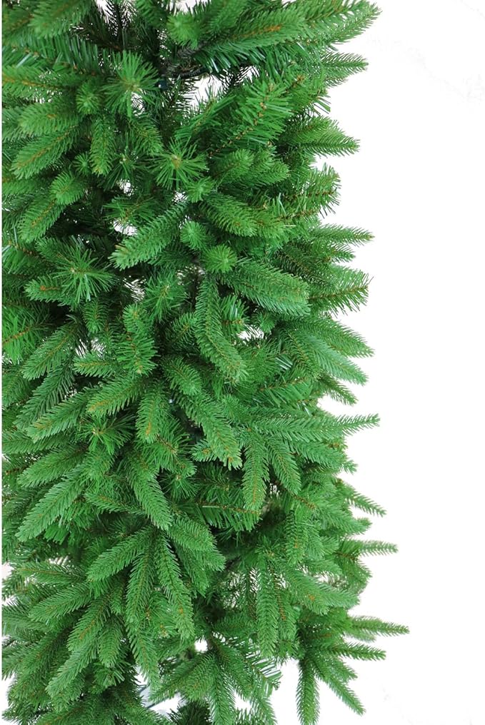 Fraser Hill Farm 9-Feet Unlit Carmel Pine Slim Green Artificial Christmas Tree, Realistic Foliage, Foldable for Easy Storage, Stand Included, Holiday Decor for Home, Office
