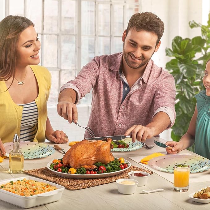 50PCS Pastel Rainbow Paper Plates, 7 Inch Scalloped Colorful and Gold Dot Party Plates Disposable Dessert Plate Cake Plate Pastel Party Supplies Decorations for Birthday Aniversary