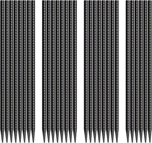 16 Inch Rebar Stakes 30 Pack Heavy Duty Ground Anchors with Chisel Point End Long Straight Steel Tent Stakes 3/8" Thickness Metal Spikes Black Coated for Concrete Timber Camping Garden Plant