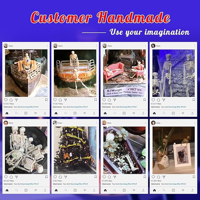 16 Pcs Halloween Mini Skeleton Figurine Decoration,6”Halloween posable Skeleton Decor,Small Plastic Skeleton Figure for Spooky Home Decor Haunted House Decorations Party Favors