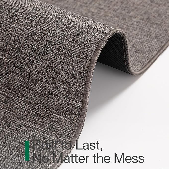 LUMI Ultra Thin Door Mat for Entryway, Low Profile Non Slip Rubber Backing Indoor Doormat, Easy Clean Welcome Entrance Mat for Inside House, Patio,Brown 20"x32"