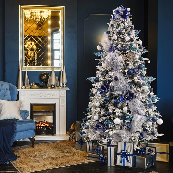 87-Pack Shatterproof Christmas Ball Ornaments Set, Christmas Tree Decorations with Hand-held Gift Package for Xmas Tree Holiday Wedding Party (Blue)