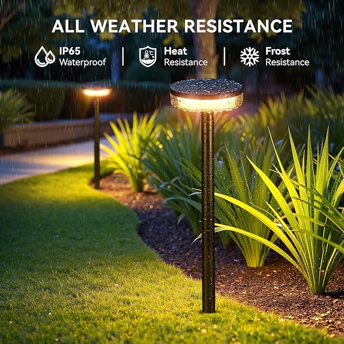 LETMY Solar Pathway Lights Outdoor, 6 Pack 2X Brighter Solar Lights Outdoor Waterproof, Taller Pathway Light with Larger Panel, Auto On/Off Up to 12Hrs Driveway Light for Yard Outside Patio Path Lawn