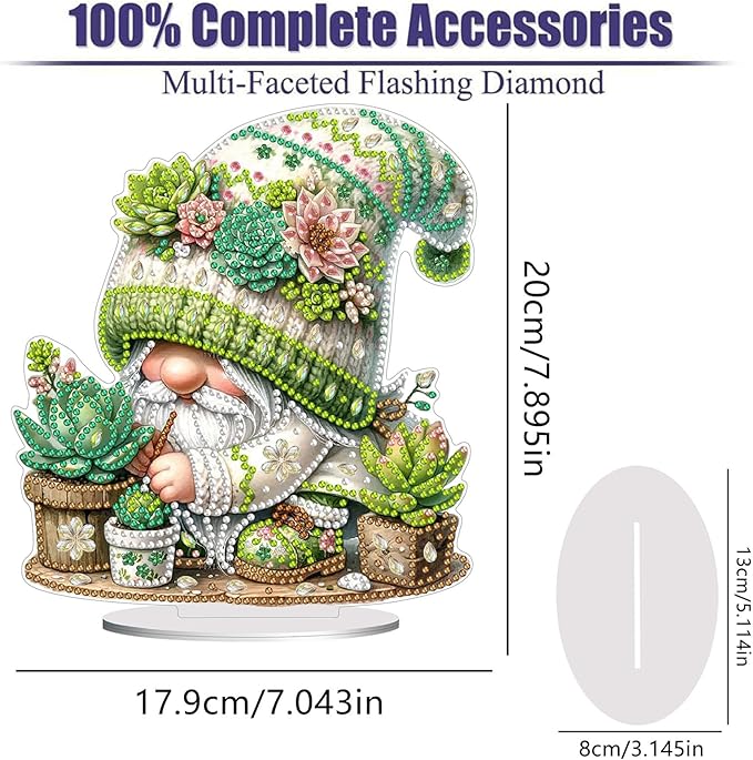 Diamond Painting Kits for Adults Beginners, 5D Full Drill Dwarf Succulents Crystal Art Desktop Ornament, DIY Single Sided Home Office Desk Decor, Creative Craft Gift Set with Tools