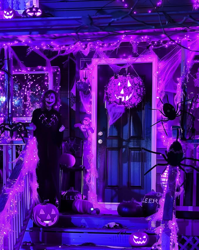 Fairy Lights Battery Operated, Twinkle String Lights Waterproof Silver Wire 5 Feet 60 Led Firecracker Starry Lights for DIY Wreath Home Party Bedroom Mason Jar Indoor Halloween Decoration, Purple