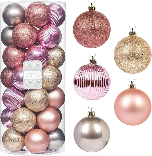 Every Day is Christmas Ornaments, Shatterproof Christmas Tree Ornament Set, Christmas Balls Decoration 35 Count (2.75"/70mm, Gold Iridium)
