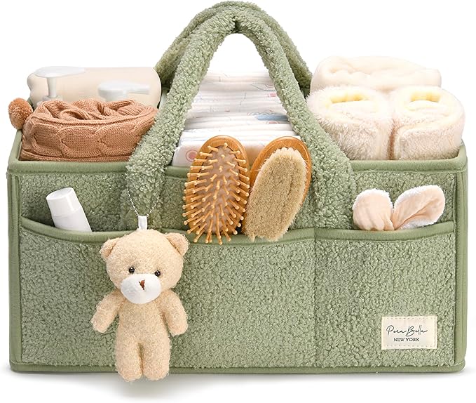 PeraBella Diaper Caddy Organizer for Changing Table, Storage Basket for Wipes, Gift for Baby Shower, Car Organizer, Nursery Organizer, Portable Storage