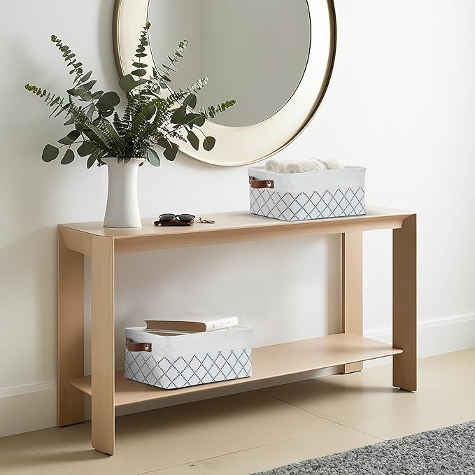 DECOMOMO Small Storage Basket, Closet Storage Bins, Baskets for Organizing Shelves (White Check, Small - 6 Pack)