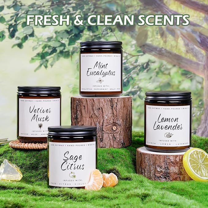 Auelife Mint Eucalyptus Candle | Aromatherapy Candle for Relaxation, Soy Candles for Home Scented, Home Fragrance Gifts for Women Men - Long-Lasting 7oz Jar