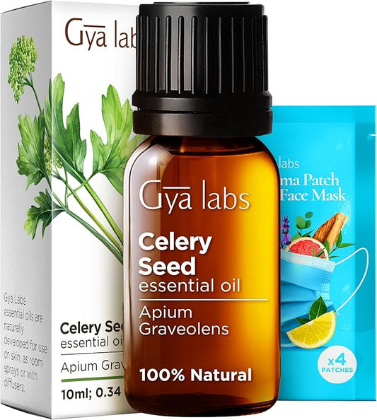 Gya Labs Celery Seed Essential Oil for Diffuser - 0.34 Fl Oz - 100% Pure Natural Celery Seed Oil for Skin & Face, Massage, Candle Making Scent