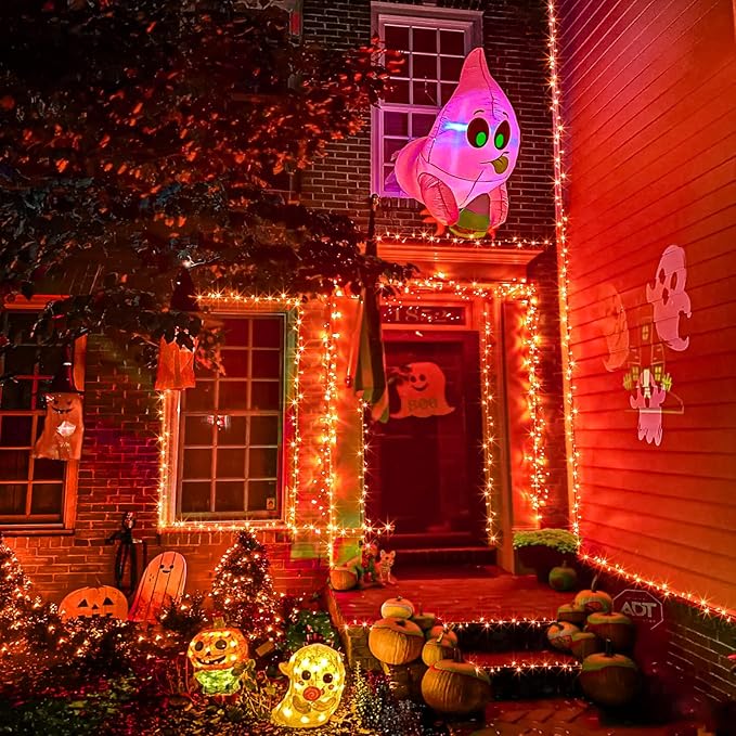 800 LED Orange Lights for Halloween, 262 FT Halloween Lights Indoor Outdoor Clear Wire with 8 Modes, Plug in Waterproof Orange String Light for Christmas Tree Party Thanksgiving Decorations