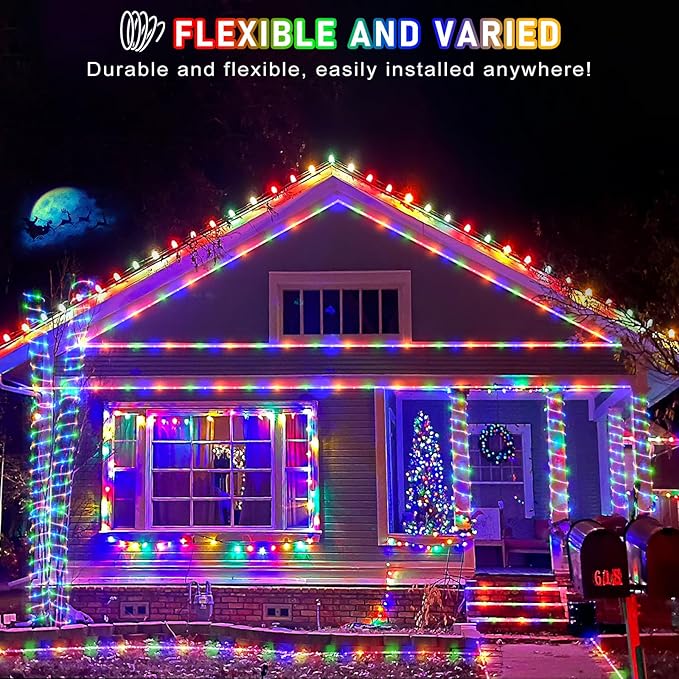 100FT 300 LED Rope Lights Outdoor, Connectable and Flexible Tube Lights with 8 Modes, Waterproof Indoor Rope Lighting for House, Deck, Garden, Backyard, Patio, Pool, Tree Decorations - Multicolor