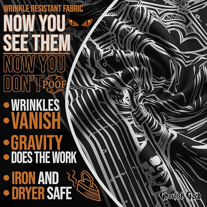 The Ghoulish Garb Justice Tarot Card Tapestry (Black & White) - Grim Reaper - Gothic Halloween Home Decor Wall Hanging (60" x 50")