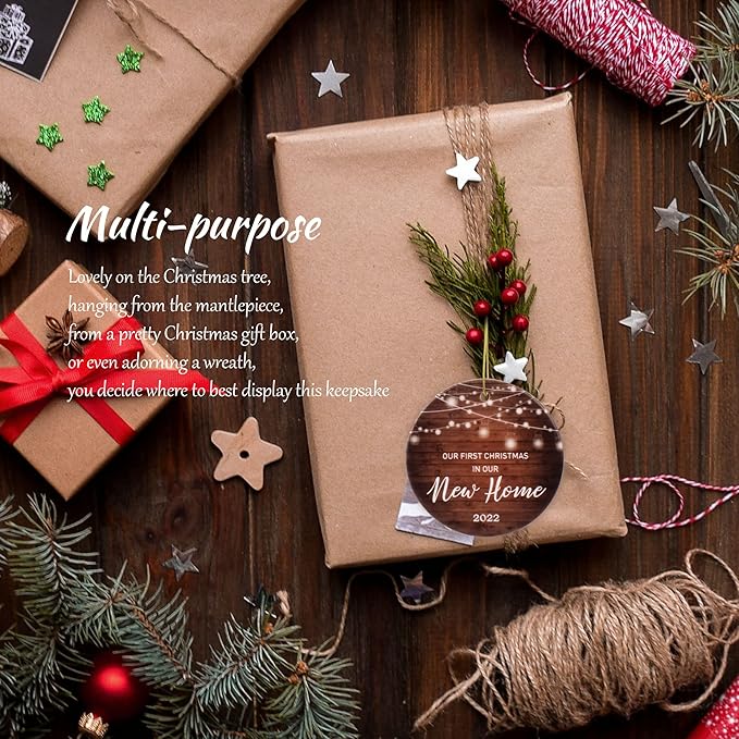 First Home Christmas Tree Ornament - 'Our First Christmas' Keepsake Decoration for New House