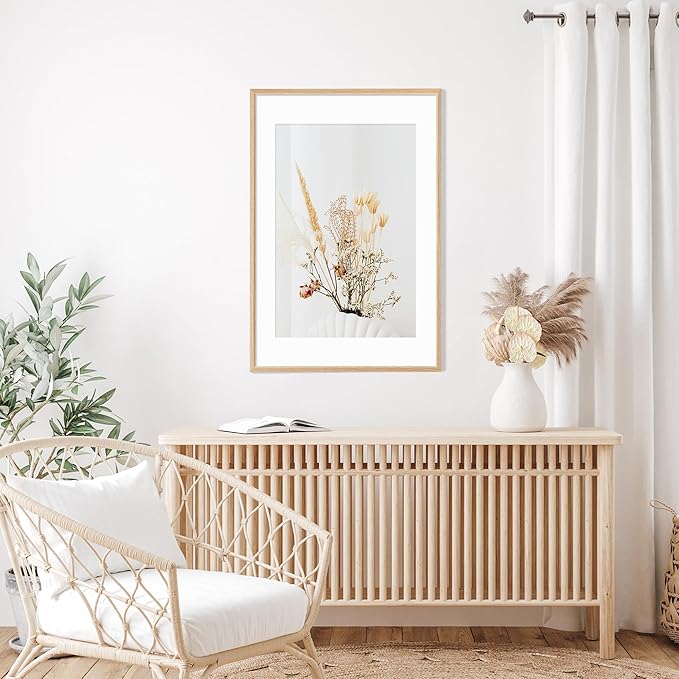 20x30 Poster Frame Natural Solid Oak Photo Frames with 16x24 Removable Mat Wall Hanging Large Handcrafted Frame with HD Plexiglass Wall and Tabletop Display Large Picture Frame