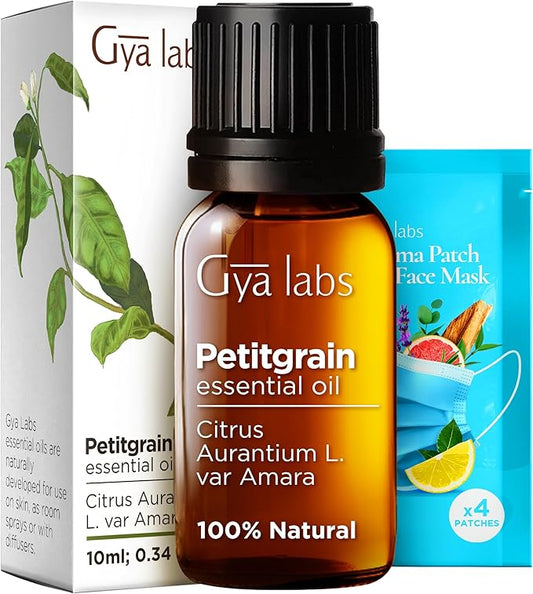 Gya Labs Petitgrain Essential Oil for Skin - 0.34 Fl Oz - 100% Pure Natural Petitgrain Oil for Diffuser, Hair, Aromatherapy, Massage & Candle Making Scent