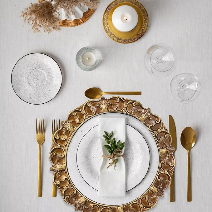 Gold Charger Plates Set of 6, Decorative Table Plastic Chargers for Dinner Plates, Party, Wedding, Thanksgiving, Christmas, 11G