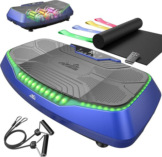 FLYBIRD 4D Vibration Plate 500 LBS Capacity, Oscillation, Linear, Pulsation Vibration Plate Exercise Machine, Triple Motors Vibration Plate for Bone Density Building & Lymphatic Drainage