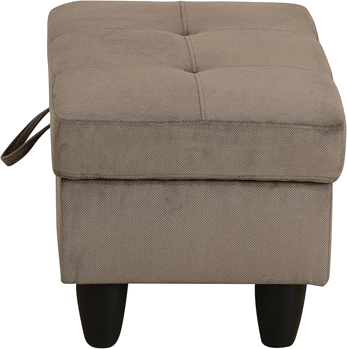 Ottoman Rectangular Storage Ottoman Bench, Flannel Footrest Stool Footstool with Lid for Living Room, Bedroom, Entryway, Brown, 28.5"x19"x17.5"