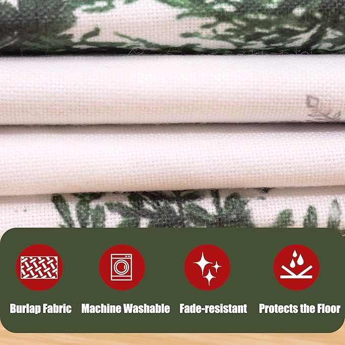 Baccessor Christmas Tree Skirt 48 Inch Pine Trees Snowy Forest Christmas Tree Skirt Collar for Farmhouse Vintage Rustic Merry Christmas Xmas Winter Holiday Party Decoration