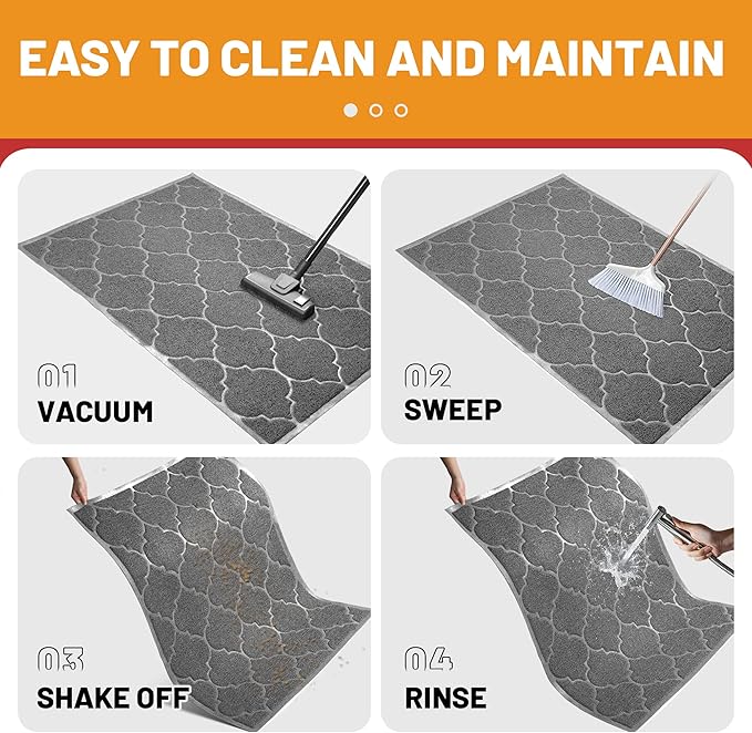 Door Mat Outdoor, 29x17, Welcome Mats for Entryway, Front Doormat for Home Entrance, Patio, Garage, High Traffic Areas, Indoor Floor Mat, Durable, Non-Slip, Catches Muddy and Dirt(Grey)