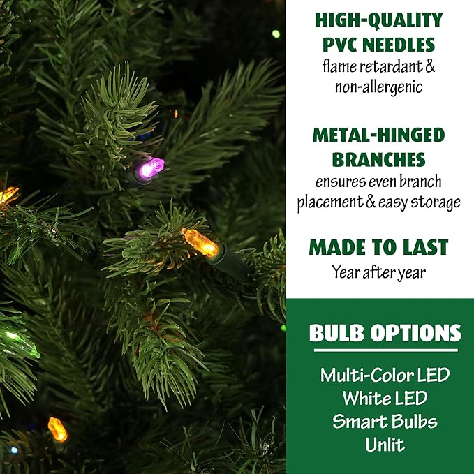 Fraser Hill Farm 9-Ft. Foxtail Pine Artificial Christmas Tree with Stand and No Lights, Unlit Foldable Fake Tree with Realistic Foliage for Home Decoration