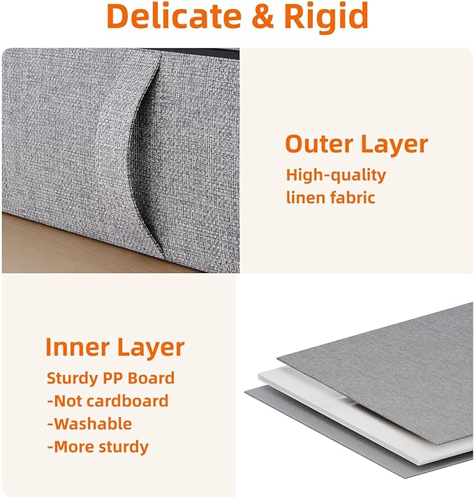 Vailando Under Bed Storage, 2 Pack Under Bed Storage Containers with Dividers, Firm Sides, Strong Zipper, 3 Reinforced Handles, 6 Inches Low Profile Underbed Storage Bins for Clothes, Blankets, Grey