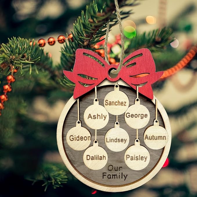 2025 Christmas Ornaments Personalized Christmas Family Name Ornaments,Custom Stocking Wooden Xmas Ornament Family of 2/3/4/5/6/7/8,Customized Xmas Ornament Tree Deorations,Personalized Gifts