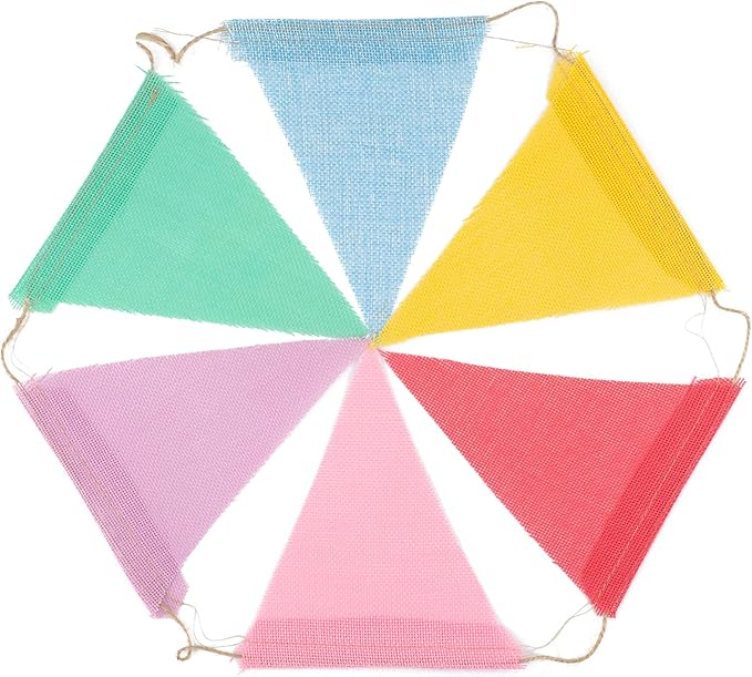 G2PLUS Pre-Strung Burlap Pennant Banners, 39Ft Colorful Fabric Triangle Flag Bunting, 36Pcs Pennant Banner Flags Garland for Birthday, Holidays and Theme Party Decorations
