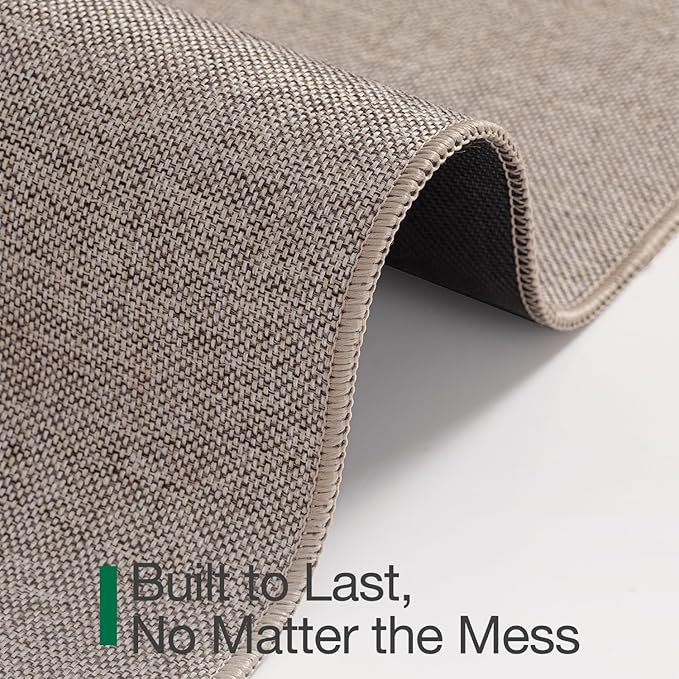 LUMI Ultra Thin Door Mat for Entryway, Low Profile Non Slip Rubber Backing Indoor Doormat, Easy Clean Welcome Entrance Mat for Inside House, Patio,Beige 20"x32"