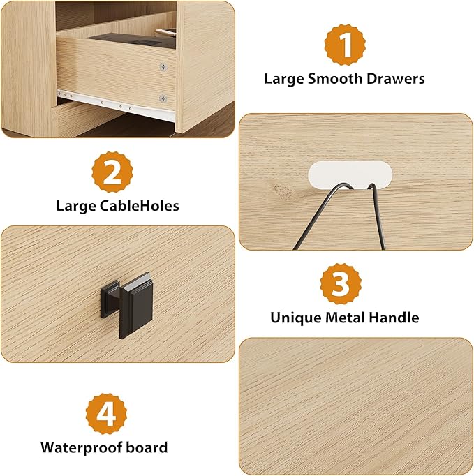 IDEALHOUSE 70in TV Stand for TVs up to 80", Mid Century Modern Entertainment Center with Storage Drawer and Open Shelves, TV Console Media Cabinet for Living Room, Bedroom (Light Oak)